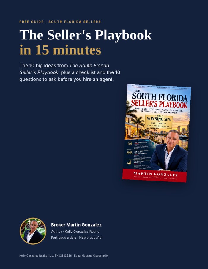 The Seller's Playbook in 15 minutes, free guide by Broker Martin Gonzalez
